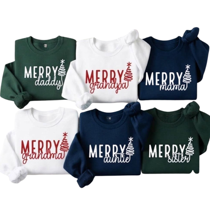 Custom Merry Family Matching Christmas Sweatshirt, Custom Christmas Family Sweater ET1691