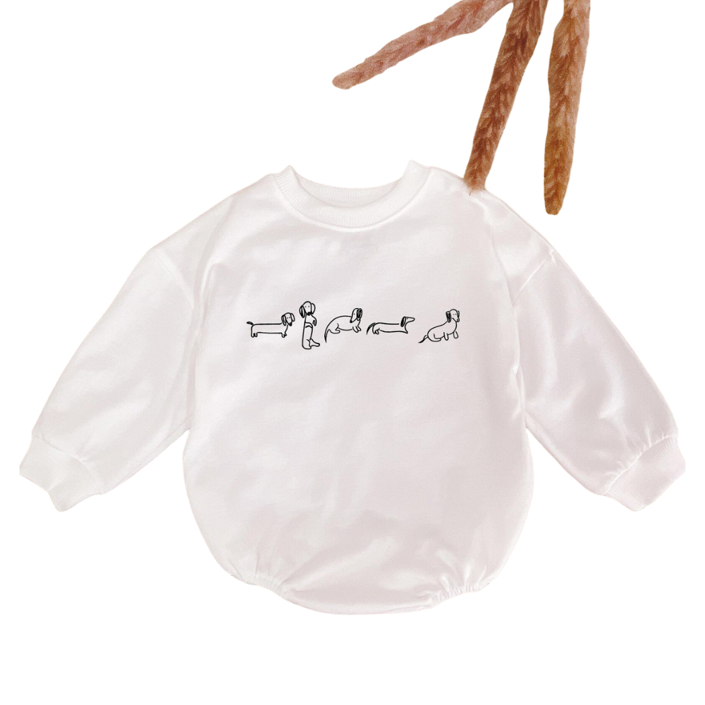 Dachshund Dog Baby Romper Sweatshirt, Dachshund Romper Sweatshirt For Baby BB0524