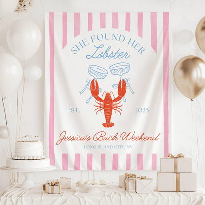 She Found Her Lobster Custom Nautical Bacherlortte Banner, Custom Beach Bachelorette Party Banner WD0465