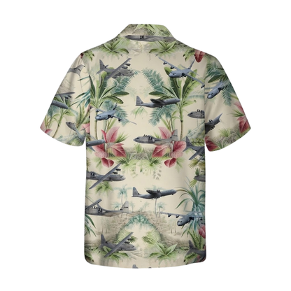US Air Force C-130 Hercules Aircraft Hawaiian Shirt Tropical, Fighter Airplane Hawaiian Shirt HE0799