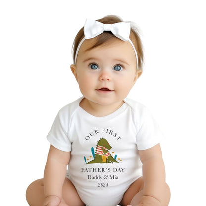 Our First Father's Day Personalized Daddy And Baby Crocodile Matching T Shirts, Custom First Father's Day Matching Shirts ET0918