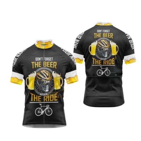 Don't Forget The Beer After The Ride Custom Name Short Sleeve Cycling Jersey For Men, Custom Funny Beer Cycling Jerseys CG0508