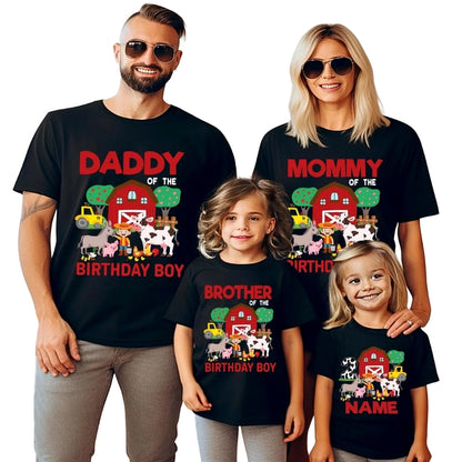 Custom Farm Birthday Boy Matching Family T Shirts, Personalized Birthday Farm Matching Shirts For Family ET0486