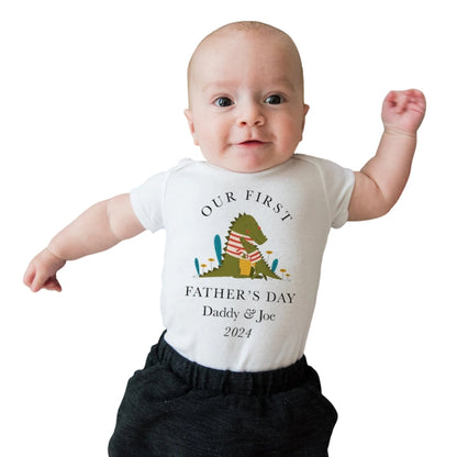 Our First Father's Day Personalized Daddy And Baby Crocodile Matching T Shirts, Custom First Father's Day Matching Shirts ET0918