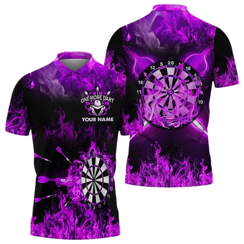 One More Darts Custom Blue Flame Darts Men's Polo Shirt, Custom Flame Darts Team Shirts DE0082