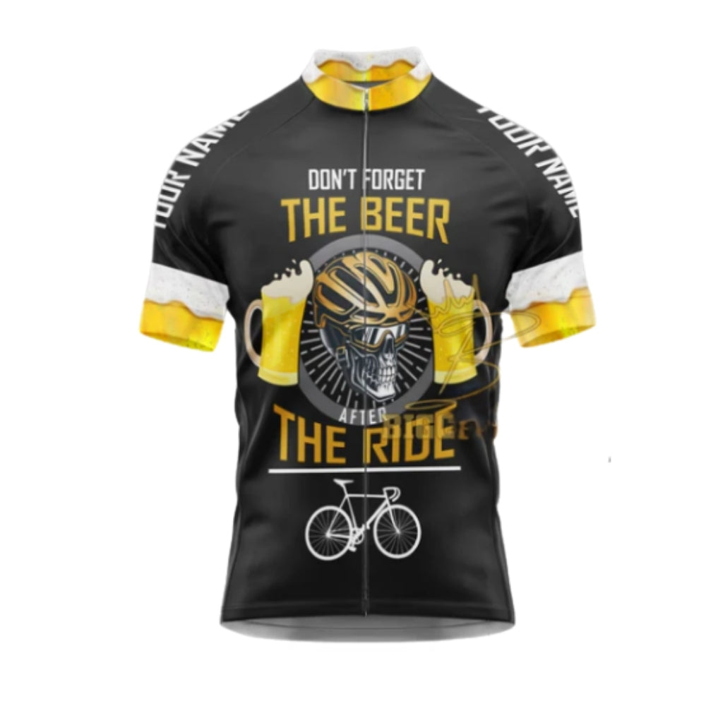 Don't Forget The Beer After The Ride Custom Name Short Sleeve Cycling Jersey For Men, Custom Funny Beer Cycling Jerseys CG0508