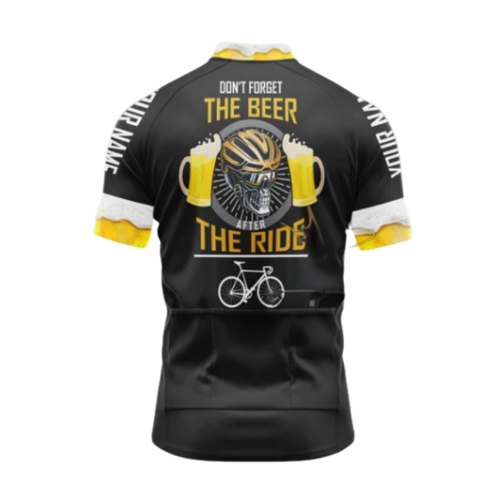 Don't Forget The Beer After The Ride Custom Name Short Sleeve Cycling Jersey For Men, Custom Funny Beer Cycling Jerseys CG0508