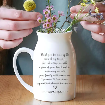 Personalised To My Mother-in-Law On My Wedding Day Flower Vase, Custom Flower Vase for Mother of the Groom WD0041
