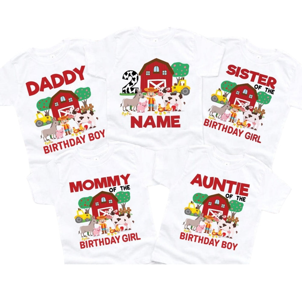 Custom Farm Birthday Boy Matching Family T Shirts, Personalized Birthday Farm Matching Shirts For Family ET0486