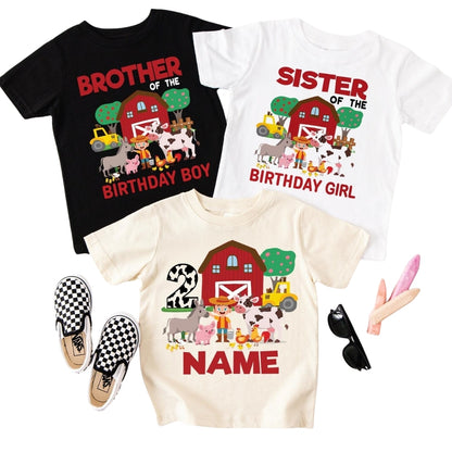 Custom Farm Birthday Boy Matching Family T Shirts, Personalized Birthday Farm Matching Shirts For Family ET0486