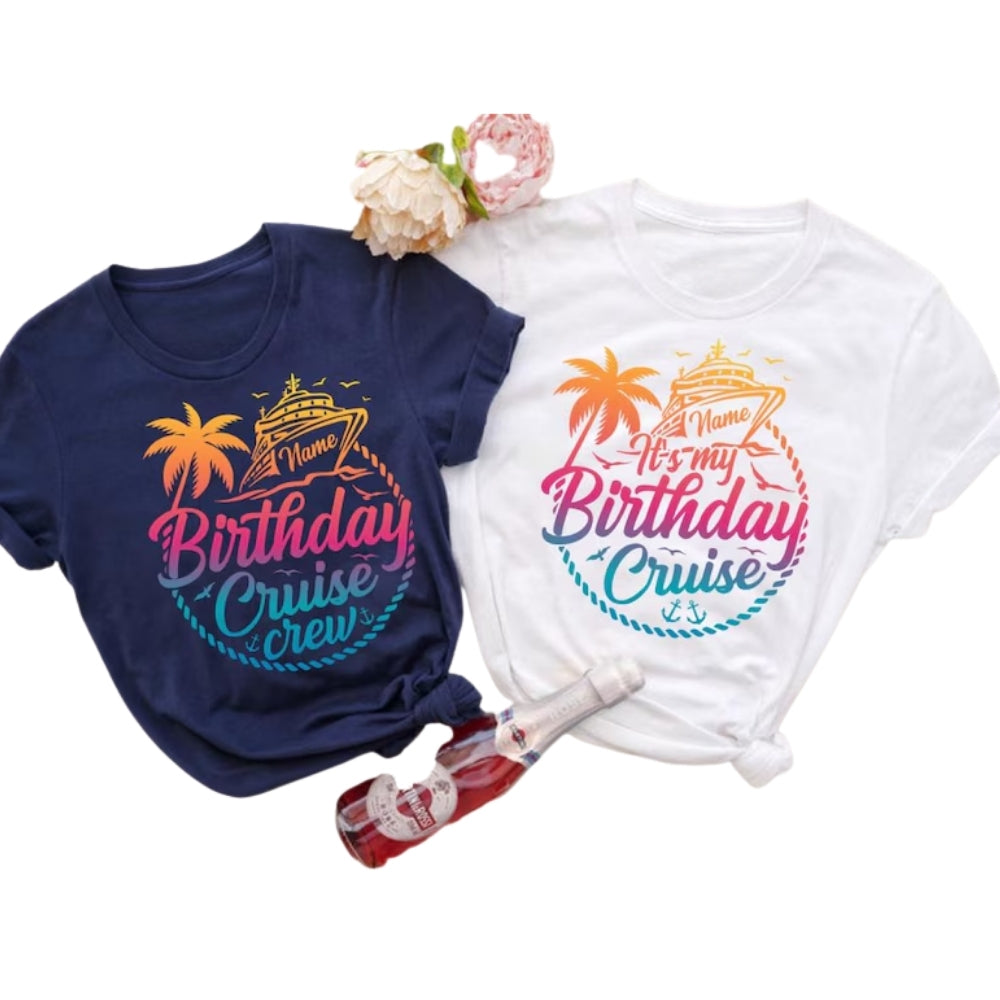 Custom Birthday Cruise Crew Family Matching T Shirt, Personalized Cruise Birthday Shirts For Family ET0202