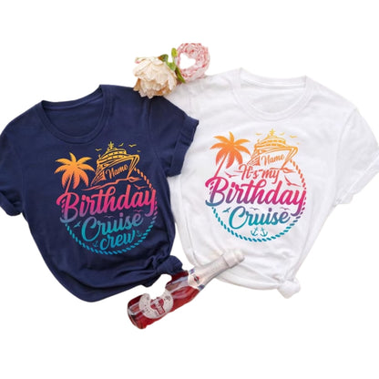 Custom Birthday Cruise Crew Family Matching T Shirt, Personalized Cruise Birthday Shirts For Family ET0202