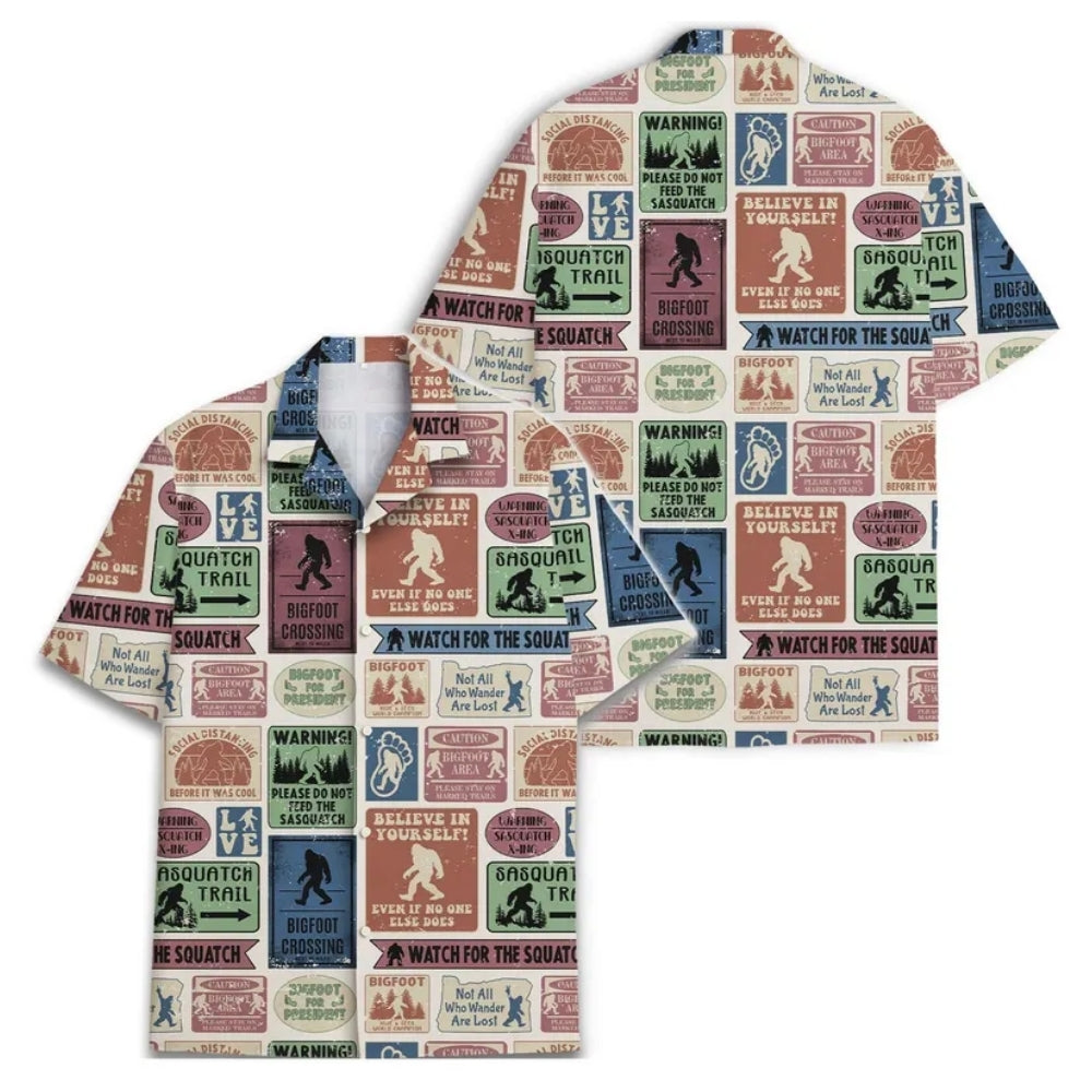 Vintage Bigfoot Hawaiian Shirt For Men, Sasquatch Bigfoot Hawaiian Shirts HE0124