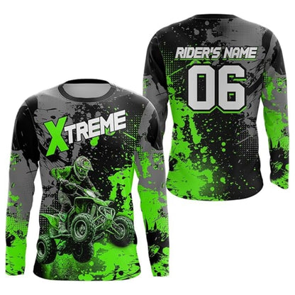 Custom ATV Black Cyan Long Sleeve Jersey For Men, Custom ATV Shirts MZ0046
