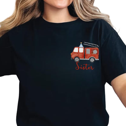 Custom Matching Firetruck Birthday Family T Shirts, Personalized Birthday Fire Truck Family Shirts ET0599