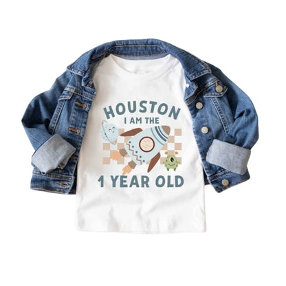 Houston I Am The One Year Old Matching Astronaut First Birthday Family T Shirts, Space 1st Birthday Matching Shirts For Family ET0329