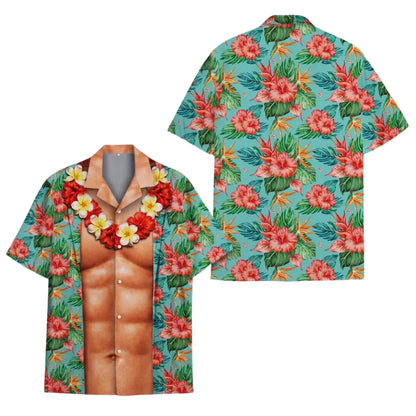 Floral Muscle Chest Hawaiian Shirt For Men, Tropical Muscle Aloha Hawaiian Shirts HE0319