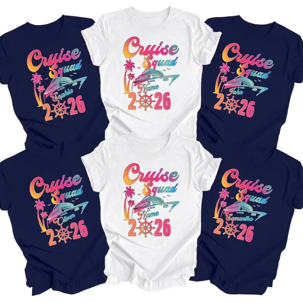Custom Cruise Squad 2026 Matching Family T Shirts, Personalized Cruise Vacation Family Shirts ET0203