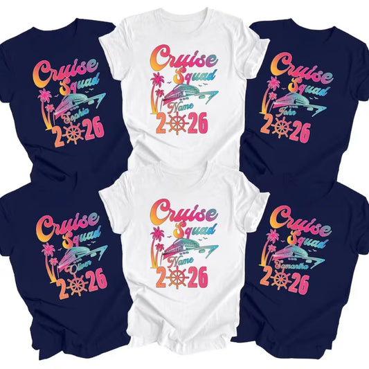 Custom Cruise Squad 2026 Matching Family T Shirts, Personalized Cruise Vacation Family Shirts ET0203