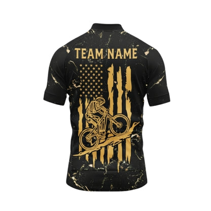 Custom Skull Cycling Short Sleeve Jersey For Men, Custom American Flag Skull Cycling Jerseys CG0522