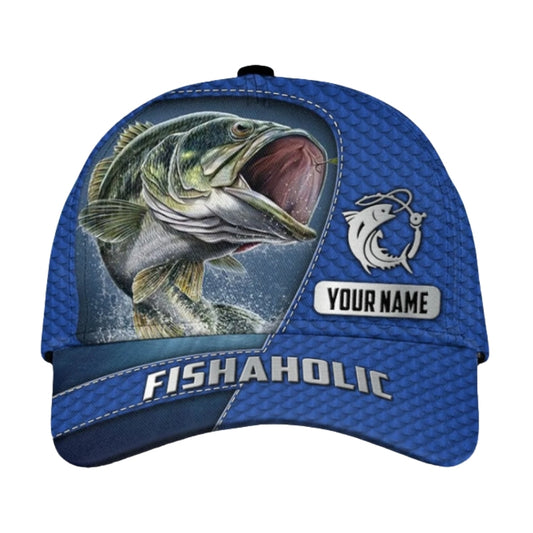Fishaholic Personalized Fishing 3D Printed Cap, Custom Name Fishing Lover Hat CP0417