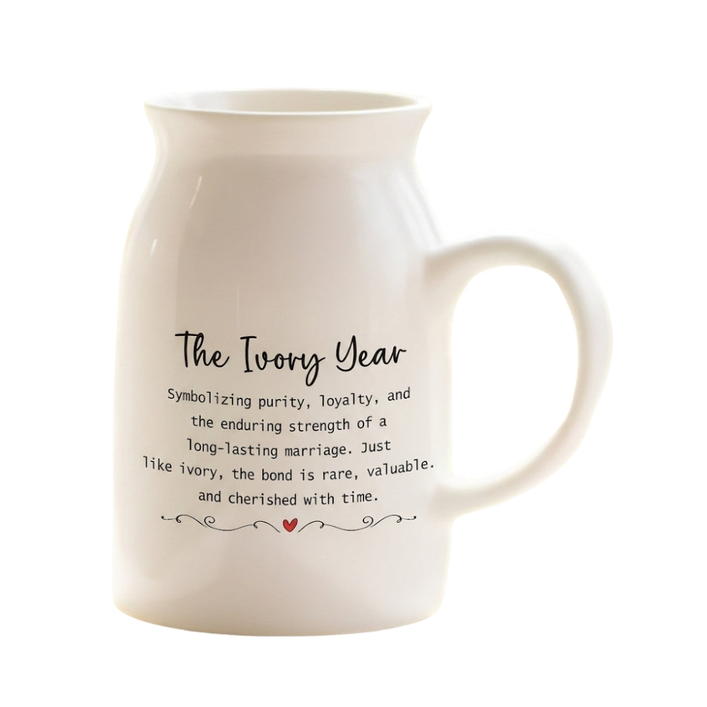 The Ivory Year Personalized Wedding Anniversary Flower Vase, Custom 14th Anniversary Vase WD0338