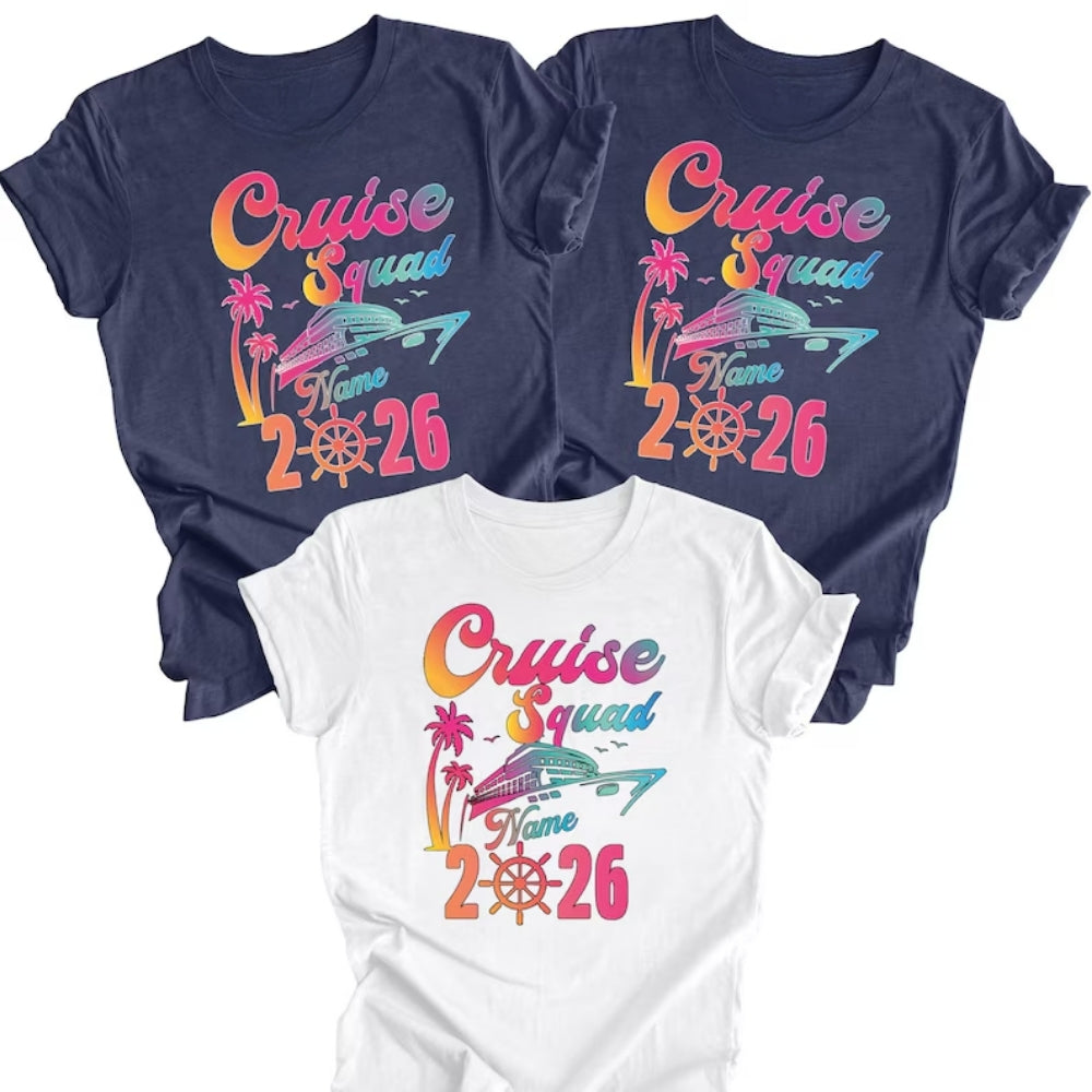 Custom Cruise Squad 2026 Matching Family T Shirts, Personalized Cruise Vacation Family Shirts ET0203