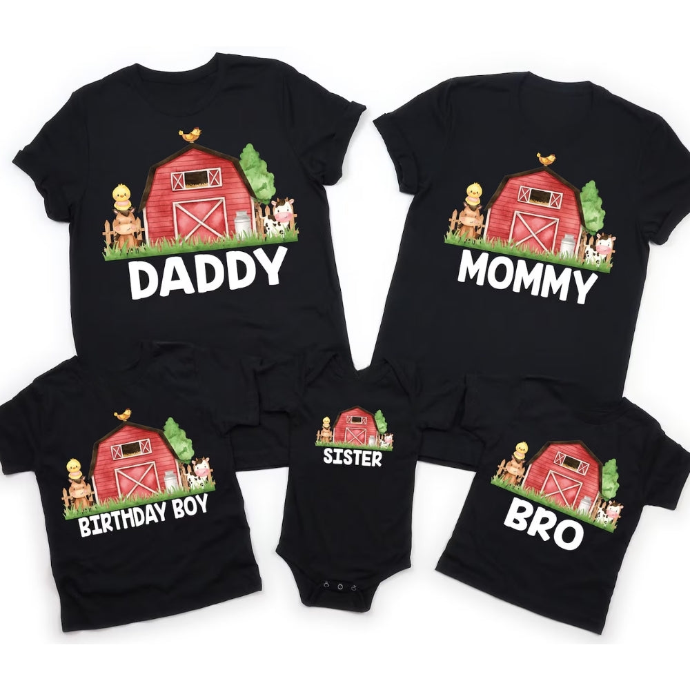 Custom Farm Birthday Boy Matching T Shirts For Family, Custom Birthday Farm Lovers Matching Family Shirts ET0487