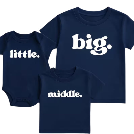 Big Middle Little Matching Sibling Family T Shirts, Matching Sibling Shirts ET0600
