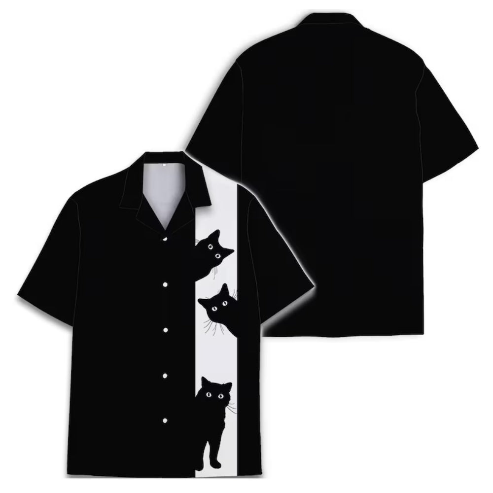 Black And White Cat Hawaiian Shirt Men Women, Black Cat Lovers Hawaiian Shirts HE0125