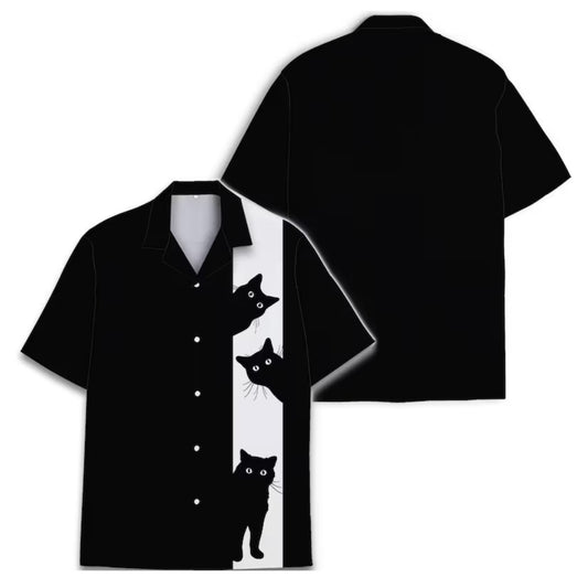 Black And White Cat Hawaiian Shirt Men Women, Black Cat Lovers Hawaiian Shirts HE0125