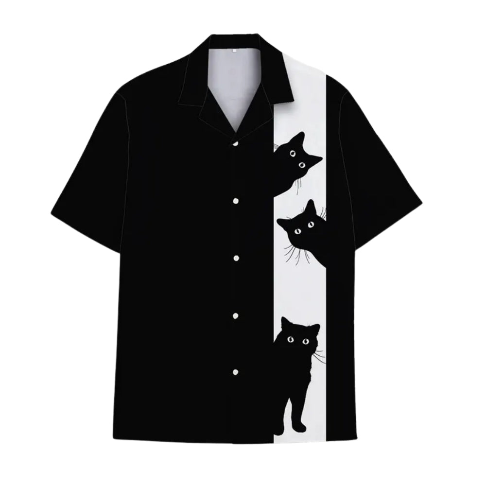 Black And White Cat Hawaiian Shirt Men Women, Black Cat Lovers Hawaiian Shirts HE0125