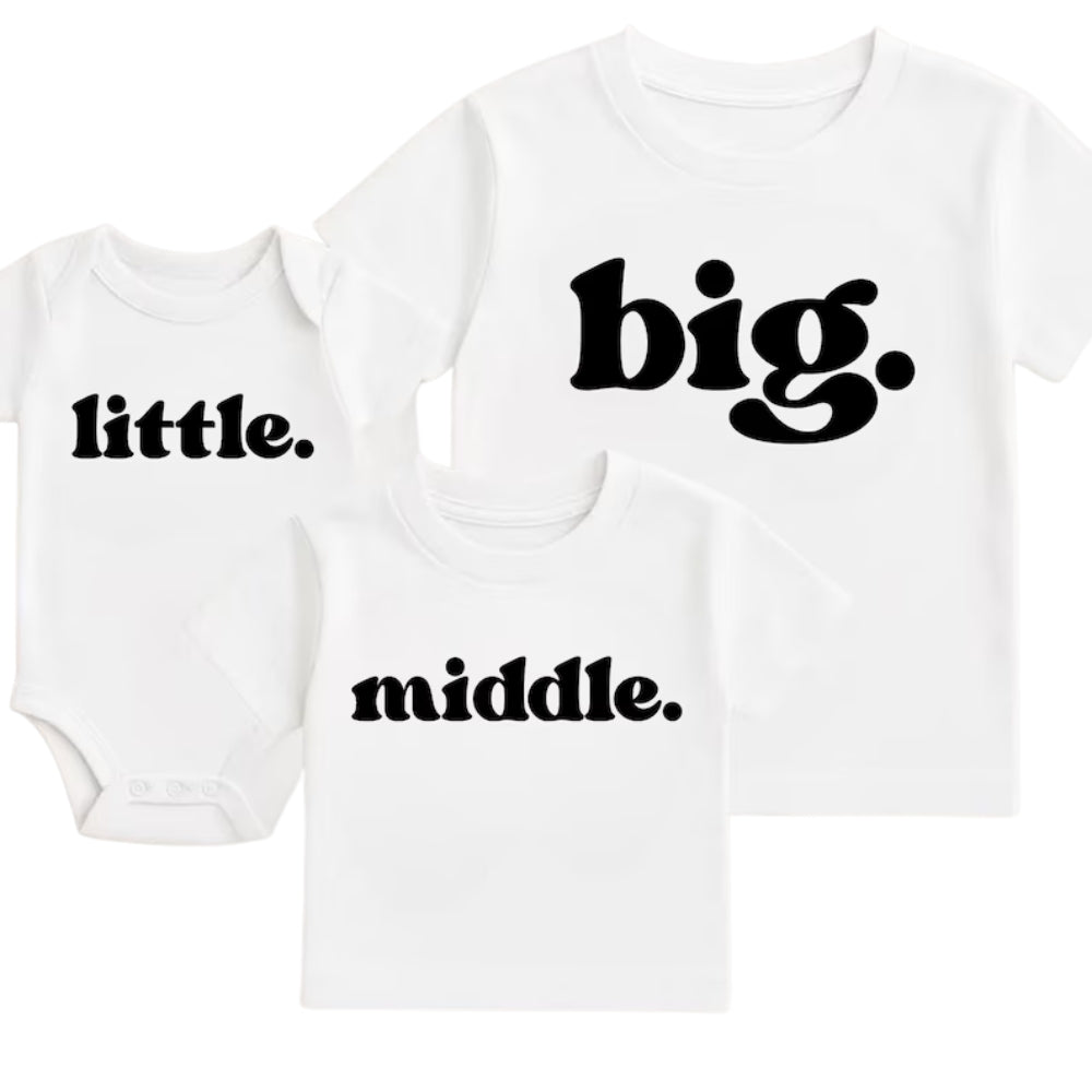 Big Middle Little Matching Sibling Family T Shirts, Matching Sibling Shirts ET0600