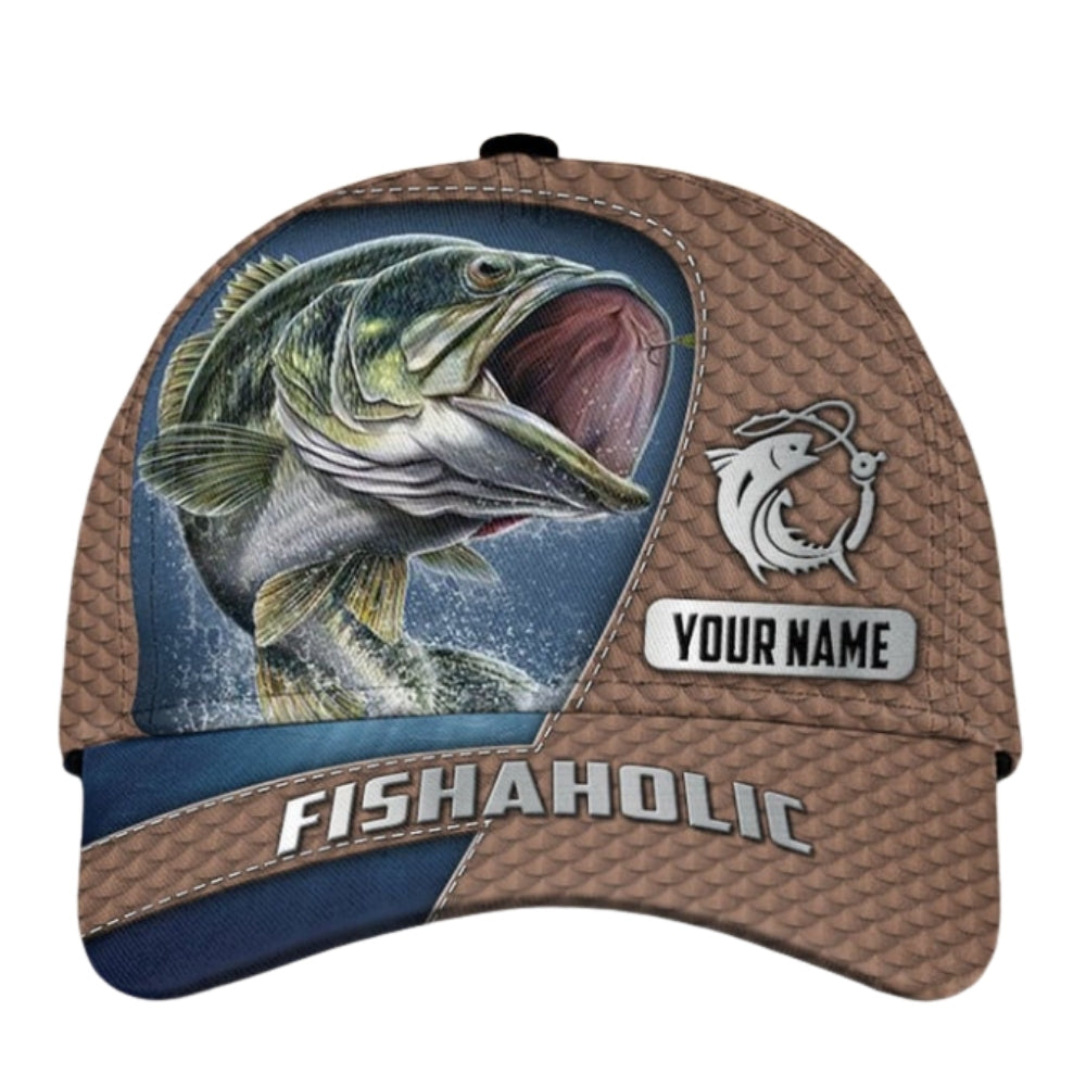 Fishaholic Personalized Fishing 3D Printed Cap, Custom Name Fishing Lover Hat CP0417