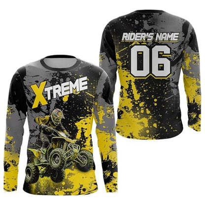 Custom ATV Black Cyan Long Sleeve Jersey For Men, Custom ATV Shirts MZ0046