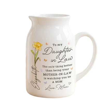 Personalized Daughter In Law Flower Vase, Personalized Wedding Daughter In Law Vase From Mom WD0076