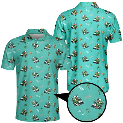 Parrot Tropical Golf Men's Polo Shirt Teal, Parrot Golf Shirts GE0360