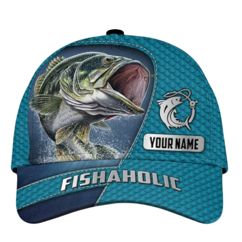 Fishaholic Personalized Fishing 3D Printed Cap, Custom Name Fishing Lover Hat CP0417