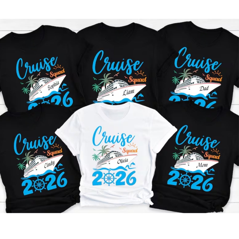 Personalized Cruise Squad Family Matching Shirts, Custom Name Cruise Vacation Family Shirts ET0204