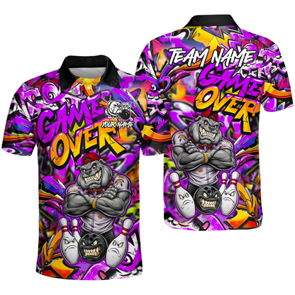 Custom Bulldog Graffiti Bowling Mens Polo Shirt, Custom Bulldog Bowling Team Shirts BZ0521