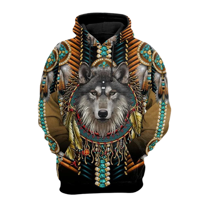 Wolf Tribal Native American Hoodie For Men, Wolf Native Pride Hoodie 2D1277