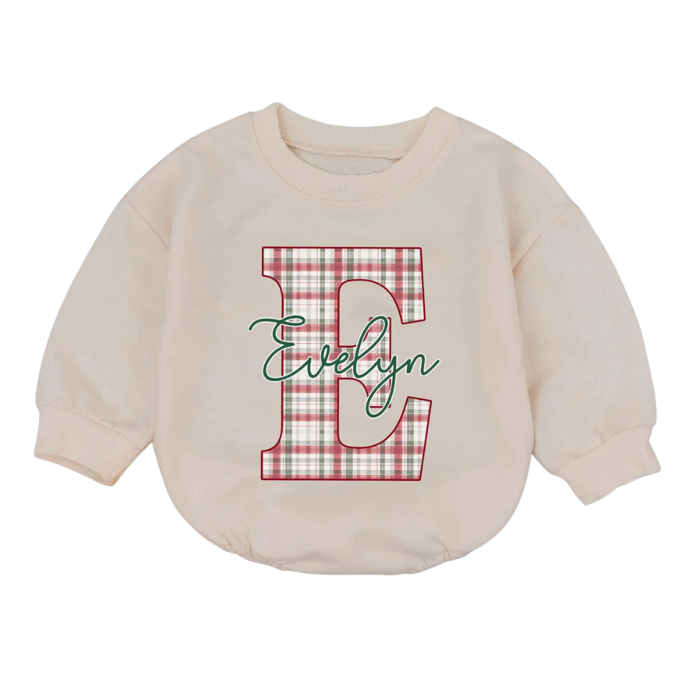 Custom Name Christmas Baby Romper Sweatshirt, Christmas Romper Sweatshirt For Baby BB0030