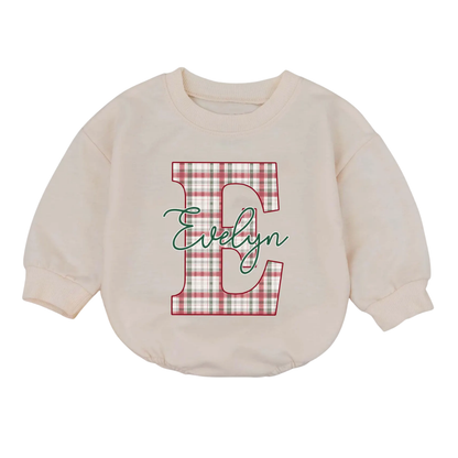 Custom Name Christmas Baby Romper Sweatshirt, Christmas Romper Sweatshirt For Baby BB0030