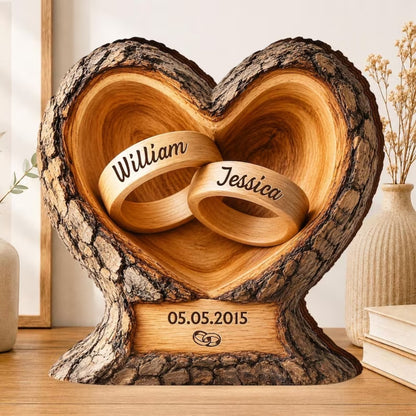 Custom Interlocking Rings Couple Wooden Plaque, Custom Wedding Keepsake Wooden Block WD0767