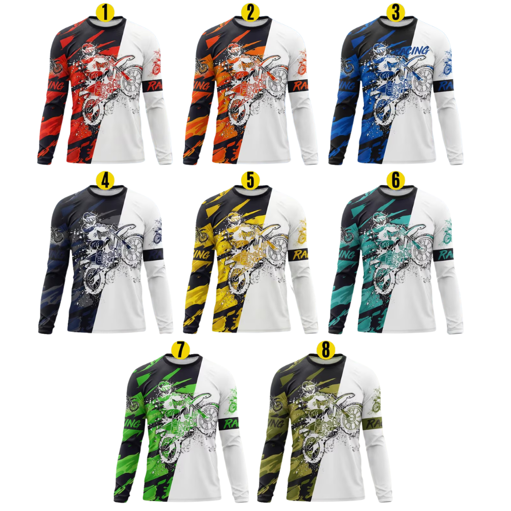 Custom Racing Long Sleeve Dirt Bike Jersey For Men Orange White, Personalized Name Number Dirt Bike Shirts ME0057