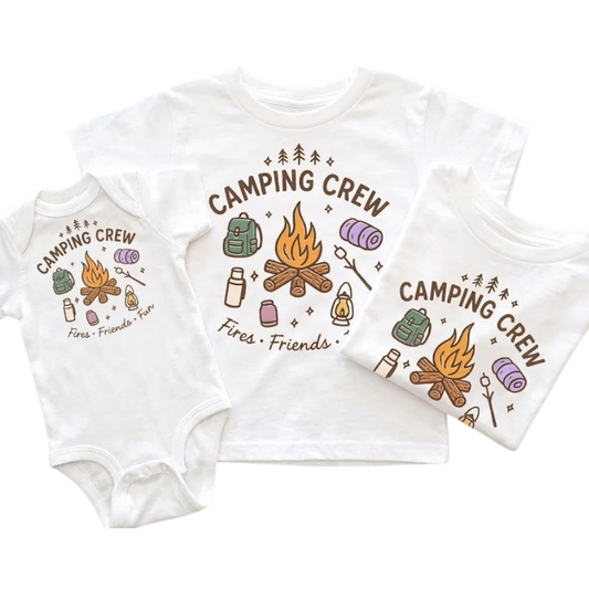 Camping Crew Fires Friends Fun Matching Family T Shirt, Camping Trip Family Shirts ET1265