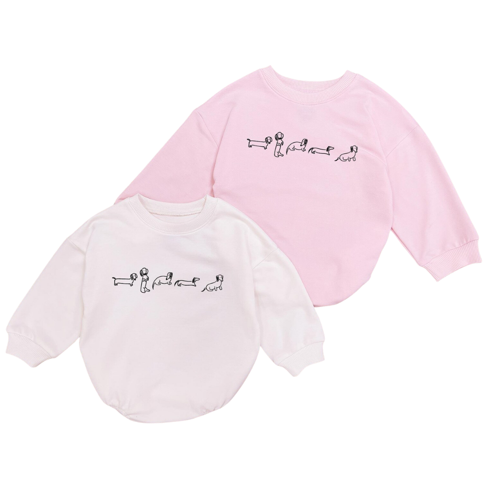 Dachshund Dog Baby Romper Sweatshirt, Dachshund Romper Sweatshirt For Baby BB0524