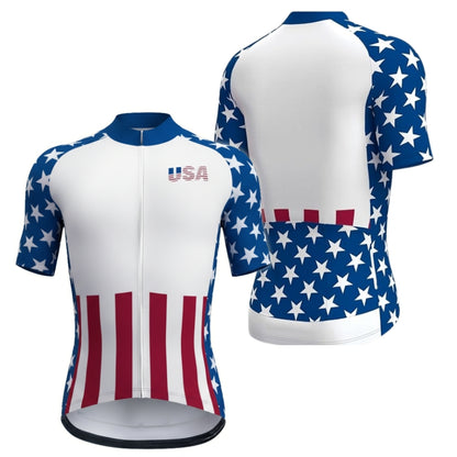 USA Flag Men's Cycling Short Sleeve Jersey, Patriotic Cycling Jersey CZ0050