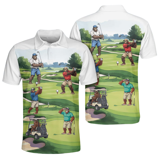 Men's Sasquatch Bigfoot Golf Polo Shirt, Bigfoot Golf Shirt GE0585