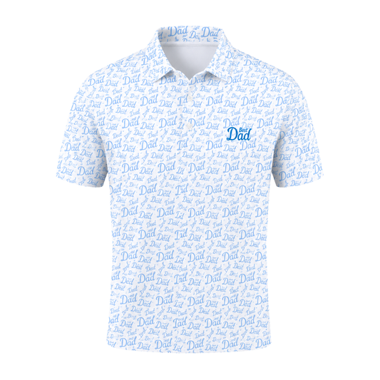 Best Dad Blue White Golf Polo Shirt For Men, Father's Day Golf Shirt For Dad GE0484